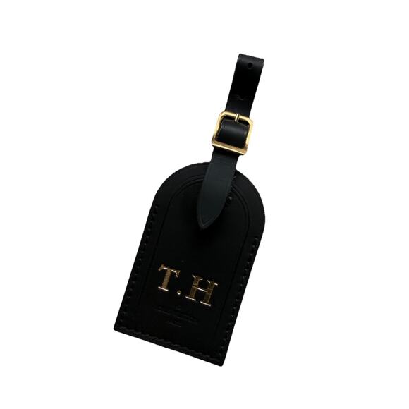 Louis Vuitton Name Tag w/ T H Initials Goldtone Black Large Black - Picture 3 of 15